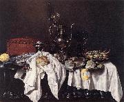 HEDA, Willem Claesz. Still-Life with Pie, Silver Ewer and Crab sg France oil painting artist